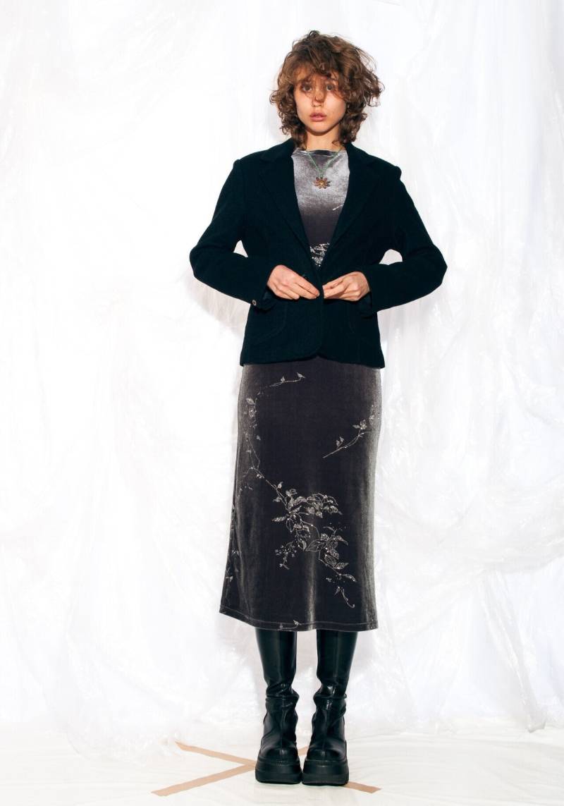 Vintage Y2K Wolle Blazer Jacke in Schwarz 2000S Flash Coat Dark Academia Medium von InterzoneVntg