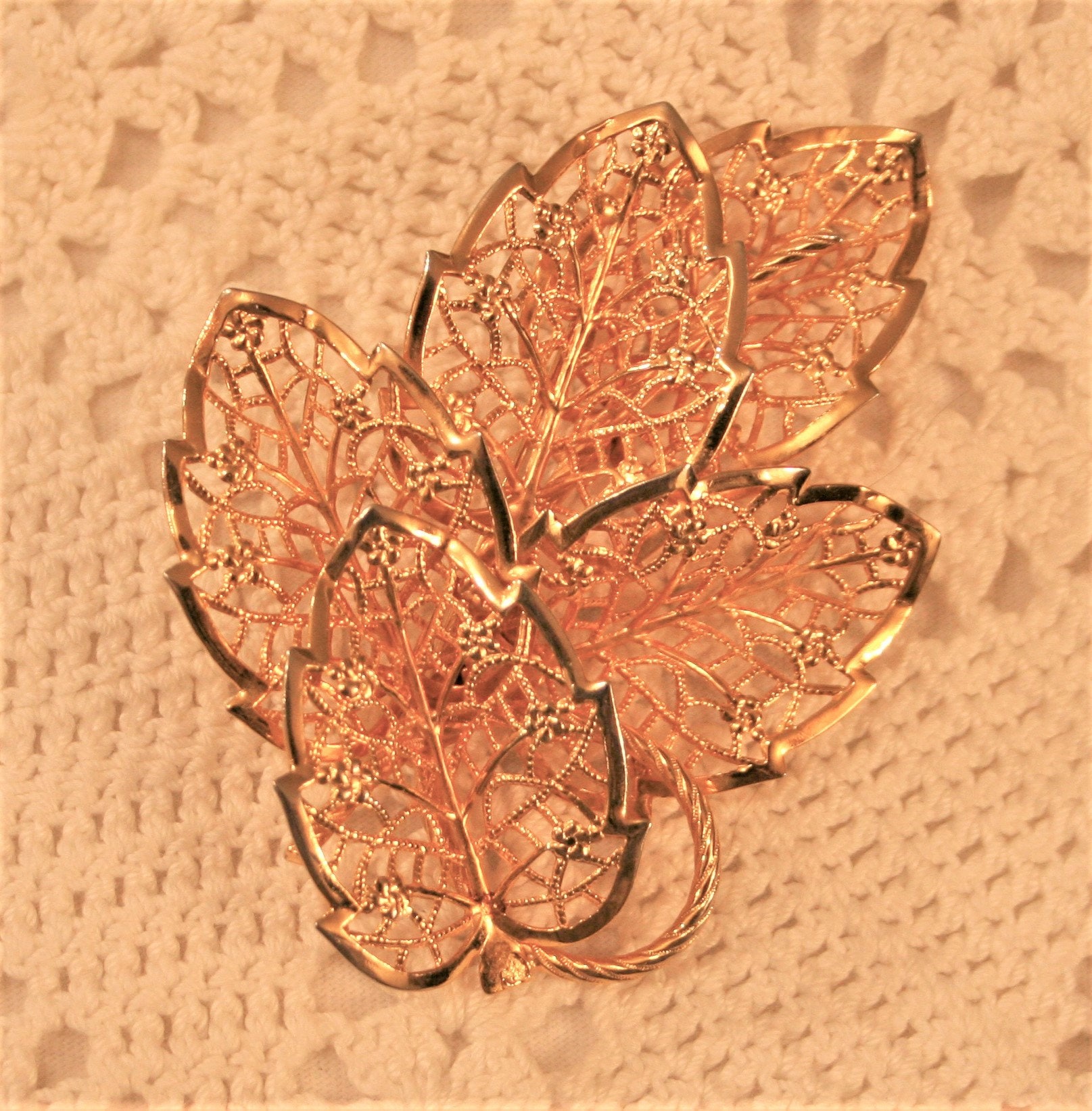 Schöne Filigran Geschnitzten Jahrgang Spitzen Schicht Strukturierte Glänzende Blätter Goldtone Judy Lee Brosche Pin Ob Schöne Filigran Geschnitzten Jahrgang Spitzen Schicht Strukturierte Glänzende Blätter Goldtone Judy Lee Brosche Pin Ob von Inthepalmofhishand
