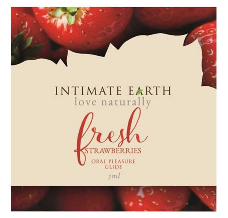 Intimate Earth Gleitgel Fresh Strawberries (mit Wärme-Effekt und Erdbeer-Geschmack), Sachet mit 3ml, 1-tlg., veganes und biologisches Gleitgel - aromatisiert von Intimate Earth