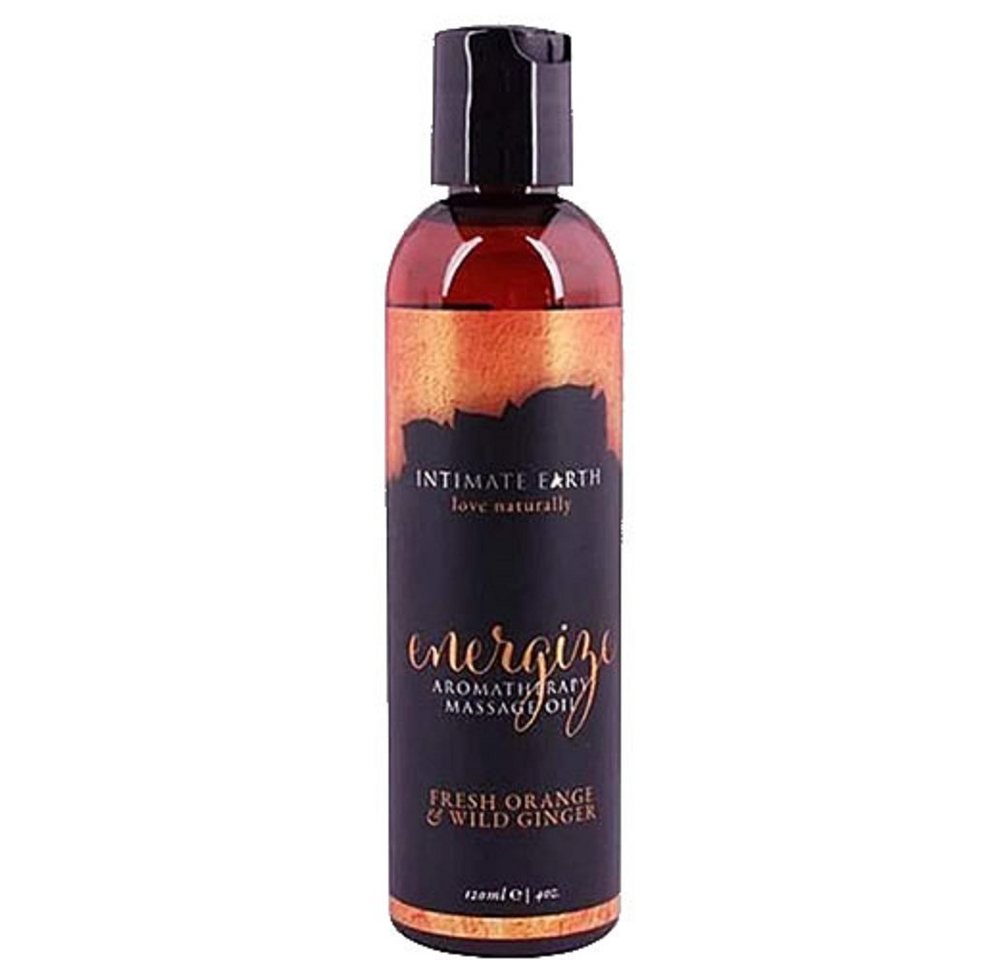 Intimate Earth Massageöl Energize (Ingwer/Orange) Flasche mit 120ml, 1-tlg., natürliches Aromatherapie und Massage-Öl von Intimate Earth