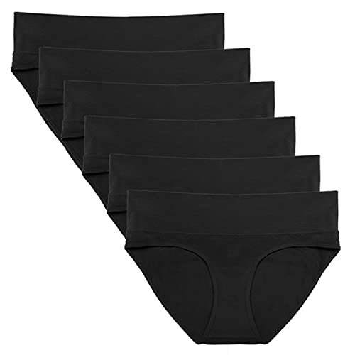 Intimate Portal Schwangerschafts Unterhosen Umstandsunterhosen Umschlagbare Umstandsslips Damen Postpartum Unterwäsche 6er-Pack Schwarz XL von Intimate Portal