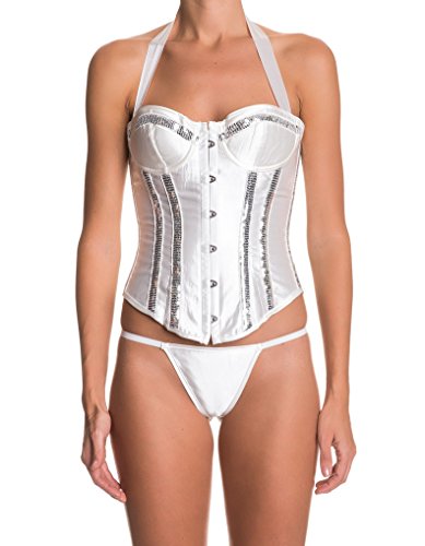 Intimax Damen Korsage + String Tanga Rosana Bustier, Weiß, XL von Intimax