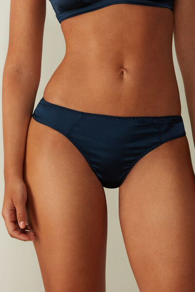 Brasil Slip Aus Seide Blau von Intimissimi