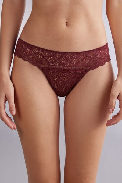 Brasil Slip Aus Spitze Bordeaux von Intimissimi