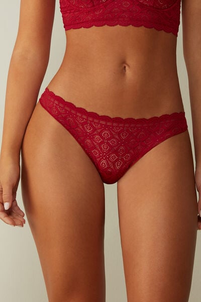 Brazilian Slip Aus Spitze Und Mikrofaser Rot von Intimissimi