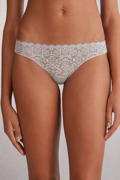 Brazil Slip Aus Spitze Und Mikrofaser Hellgrau von Intimissimi