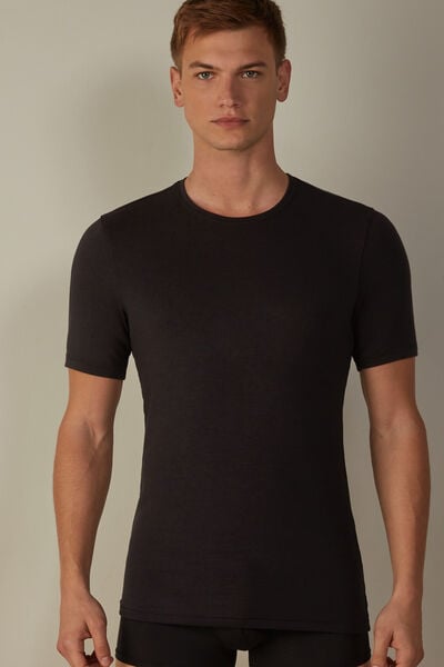 Kurzarm-shirt Aus Kaschmir-modal Schwarz von Intimissimi