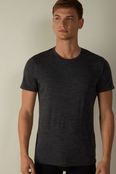 Kurzarm-t-shirt Aus Stretch-merinowolle Dunkelgrau von Intimissimi