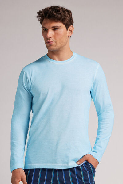 Langarmshirt Aus Baumwolle Washed Collection Hellblau von Intimissimi