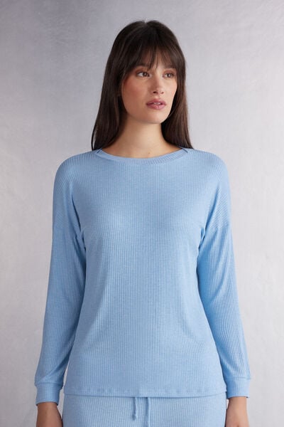 Langarmshirt Mit U-boot-ausschnitt Aus Modal Chic Comfort Hellblau von Intimissimi