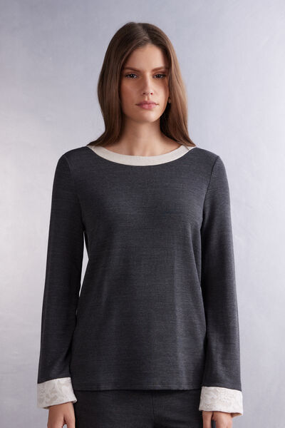 Langarmshirt Mit U-boot-ausschnitt Baby It's Cold Outside Grau von Intimissimi