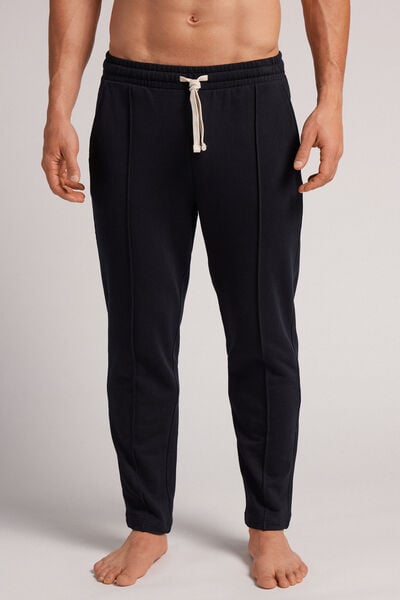 Lange Hose Aus Baumwollfleece Mit Rippen Schwarz von Intimissimi