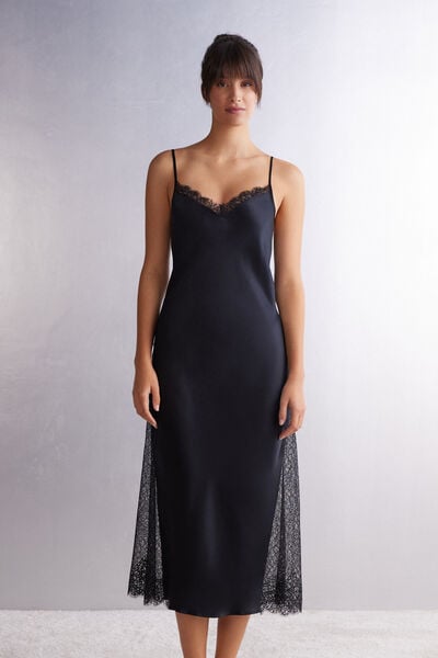 Langes Unterkleid Aus Seide Living In Luxe Schwarz von Intimissimi