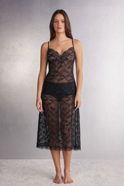 Langes Unterkleid Aus Spitze The Simplest Pleasures Schwarz von Intimissimi