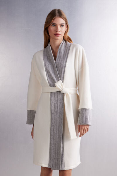 Morgenmantel Aus Fleece Soft Braid Grau von Intimissimi