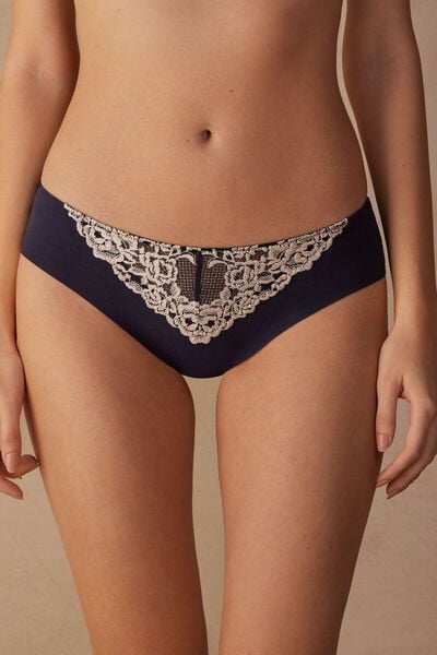 Nahtloser Baumwollslip Pretty Flowers Blau von Intimissimi