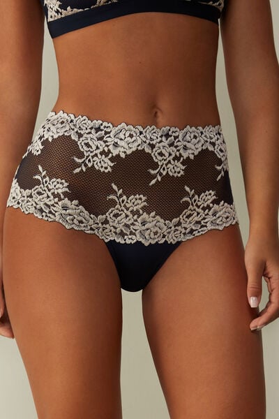 Panty Im Brasil-stil Pretty Flowers Blau von Intimissimi