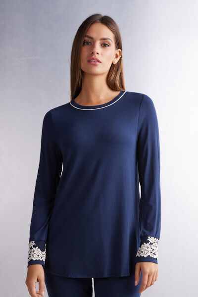 Shirt Aus Modal Pretty Flowers Blau von Intimissimi