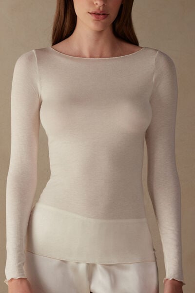 Shirt Mit U-boot-ausschnitt Aus Modal Und Kaschmir Ultralight Elfenbein von Intimissimi