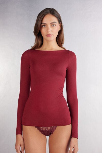 Shirt Mit U-boot-ausschnitt Aus Modal Und Kaschmir Ultralight Rot von Intimissimi