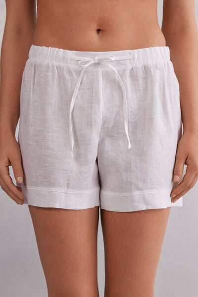 Shorts Aus Leinengewebe Weiß von Intimissimi