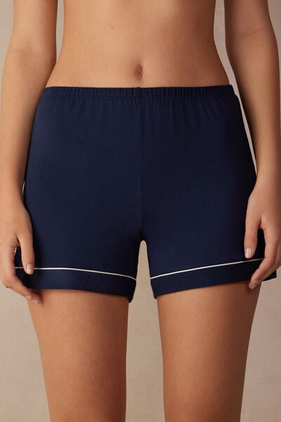 Shorts Aus Modal Mit Kanten In Kontrastfarbe Blau von Intimissimi