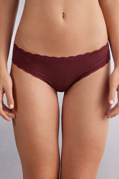 Slip Aus Baumwolle Und Spitze Bordeaux von Intimissimi