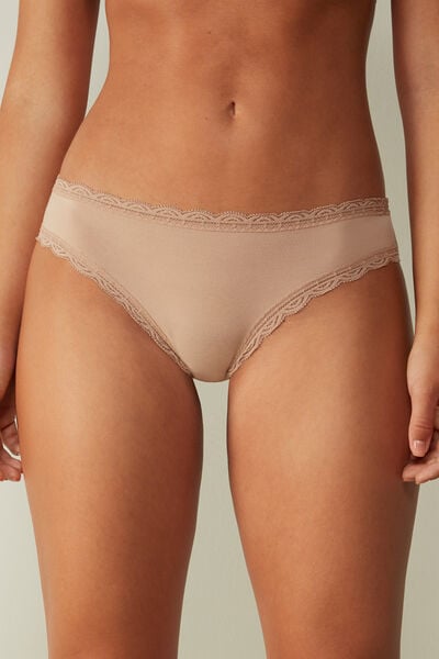 Slip Aus Baumwolle Und Spitze Natürlich von Intimissimi