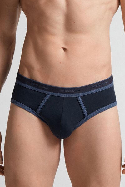 Slip Aus Superior-baumwolle Mit Logo Blau von Intimissimi