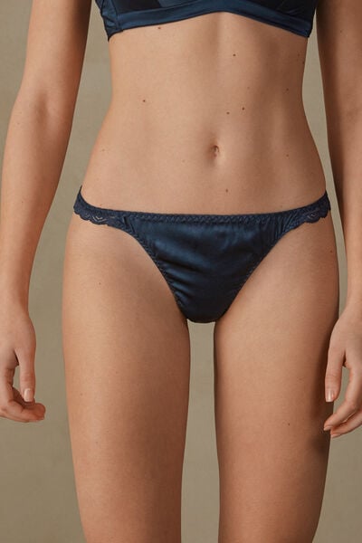 String-tanga Aus Seide Und Spitze Blau von Intimissimi