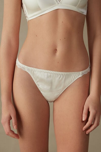 String-tanga Aus Seide Und Spitze Elfenbein von Intimissimi