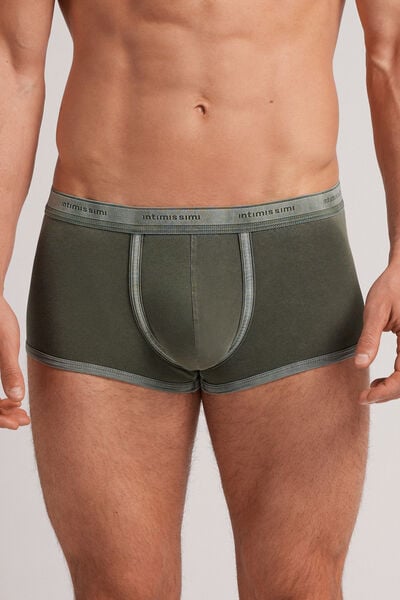 Stückgefärbte Boxershorts Aus Elastischer Supima® Baumwolle Grün von Intimissimi