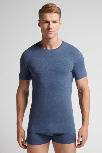 T-shirt Aus Elastischer Superior-baumwolle Blau von Intimissimi