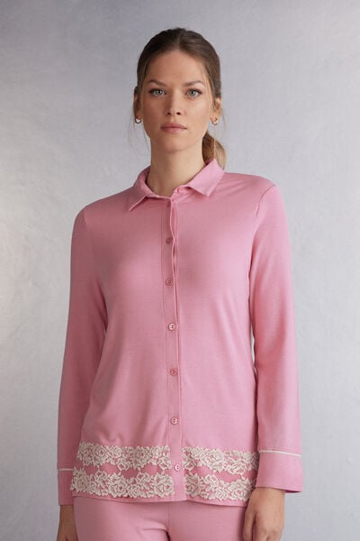 Vorne Offenes Shirt Aus Modal Pretty Flowers Rosa von Intimissimi