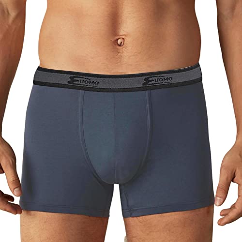 Boxershorts Herren Elastische Baumwolle 4er Pack Bi-Elastic Unterhosen Herren Baumwolle Unterwäsche Herren Unterhose Bunte Mode Weiß Schwarz Grau, 4 blau, M von Intimitaly