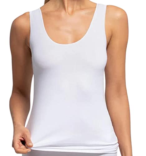 2er Pack Damen Tank Top Baumwolle breite Schulter und schmale Schulter Body Tank Top Tanktop Damen Unterwäsche Baumwolle Unterhemd Damen, Weißes Tanktop mit breiter Schulter, Medium von Intimitaly