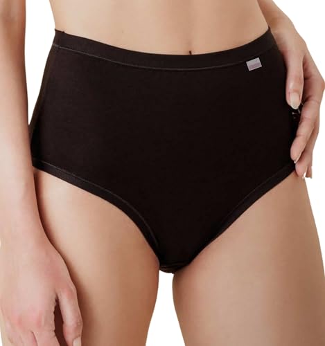 Intimitaly - 6er Pack Damen Unterhosen aus Baumwolle Hohe Taille - Damen Slip Baumwolle Farben Schwarz oder Weiß - Damen-Slip - Atmungsaktive und bequeme Unterwäsche, Schwarz , 52 von Intimitaly