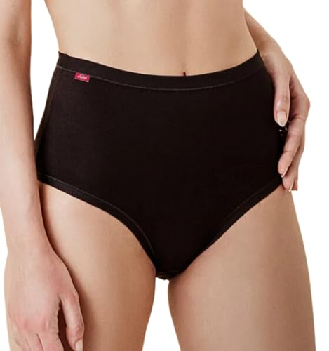 Intimitaly Liabel - (6er Pack) Damenunterhosen aus Baumwolle mit hohem Bund - Damen-Slip aus Baumwolle in Schwarz oder Weiß - Damen-Shorts - D55, Schwarz , L von Intimitaly