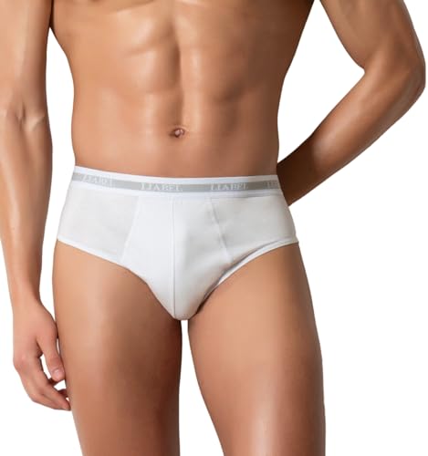 Liabel - (6er Pack) Herren Slips Elastische Baumwolle - Bi-Elastisch - Unterhosen Herren Baumwolle Unterwäsche Herren Bunt Mode Weiß Schwarz Grau LS101, Weiß, S von Intimitaly