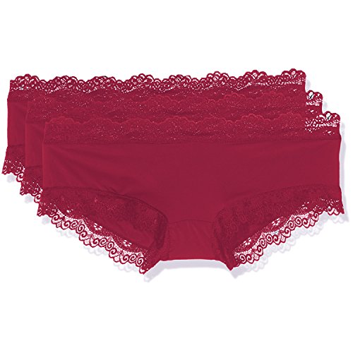 Intimuse Damen Panties mit Spitze 3er Pack, Rot (Bordeaux 046), 36 (Herstellergröße: S) von Intimuse