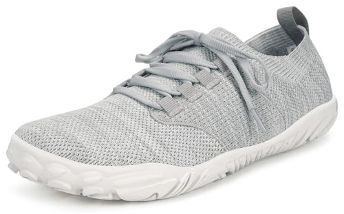 Intini Barfußschuhe Herren Damen Weit Zehenbox Barfuss Schuhe Sneakers Hallenschuhe Zero-Drop Sohle Leichtes Bequeme Hell-grau 41 von Intini