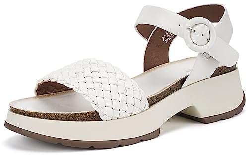 Sandalen Damen | Plateausandalen | Keilsandalen | Keilabsatz Sandaletten | Plateau Chunky Sandalen | Frauen Plattform Sandalette,Weiß,42 EU von Intini