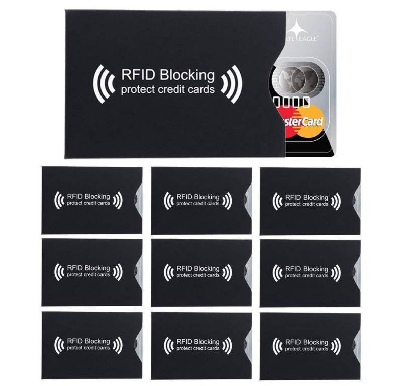 Intirilife Geldbörse (RFID Blocking Hülle, 10-tlg), 10x RFID Blocking Schutzhülle in SCHWARZ - 10 Stück RFID Blocker von Intirilife