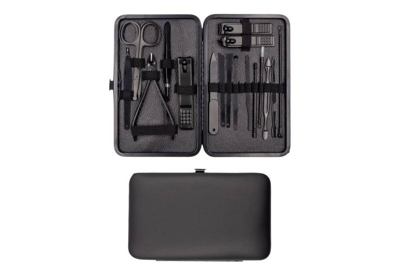 Intirilife Maniküre-Pediküre-Set, 18-tlg., Nagelpflege Set Edelstahl Etui mit Nagelknipser Schere Feile Pinzette von Intirilife