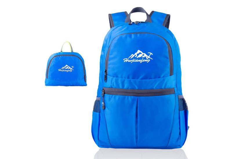 Intirilife Tagesrucksack (Faltbarer Rucksack Ultraleicht in Azurblau, 1-tlg), 36L Unisex Wanderrucksack Wasserdicht von Intirilife