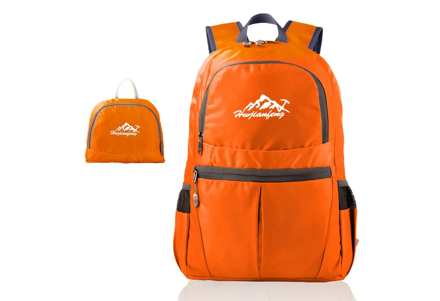 Intirilife Tagesrucksack (Faltbarer Rucksack Ultraleicht in Orange, 1-tlg), 36L Unisex Wanderrucksack Wasserdicht von Intirilife