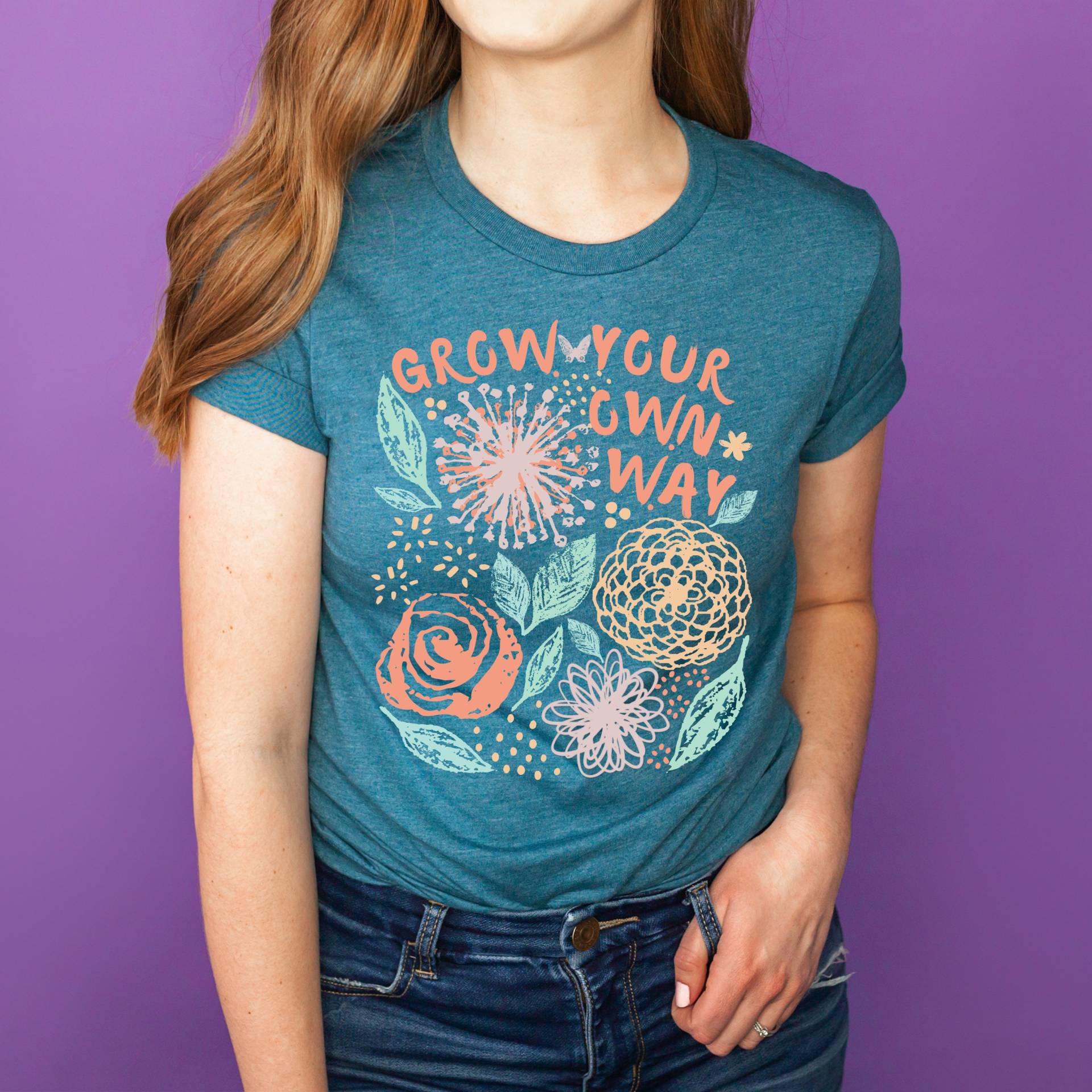 Inspirierende T-Shirts Für Frauen, Selbstwachstums-Shirt, Motivierendes Spruch-T-Shirt, Positives Zitat-T-Shirt, Blumen-T-Shirt, Süßes von IntoThePinesDesign