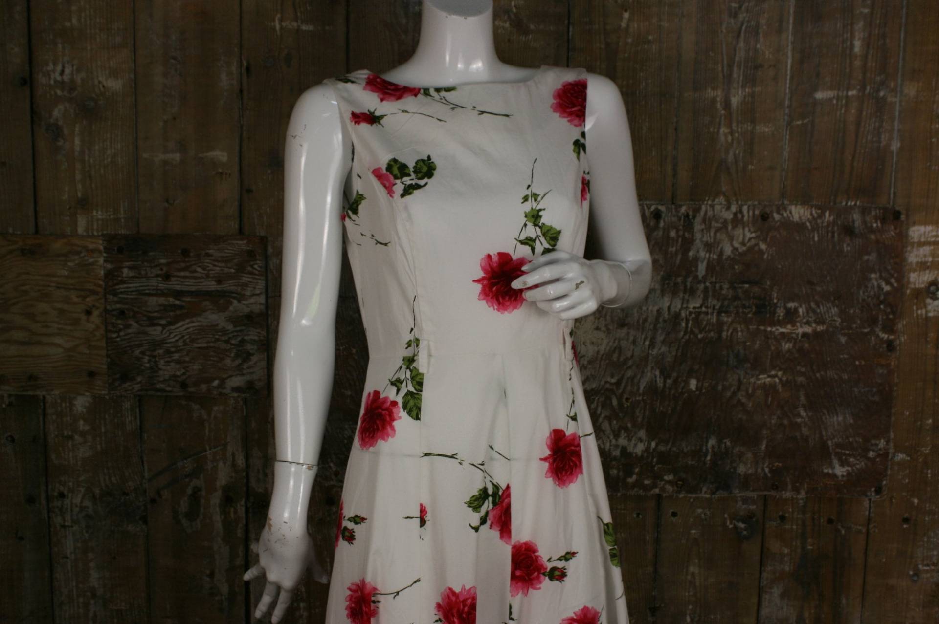 90S Laura Ashley Baumwollkleid, Rosa Print Knöchellang/ Midi Sommerkleid Größe 10/ 12, 37" Büste von IntoTheWoodsWear