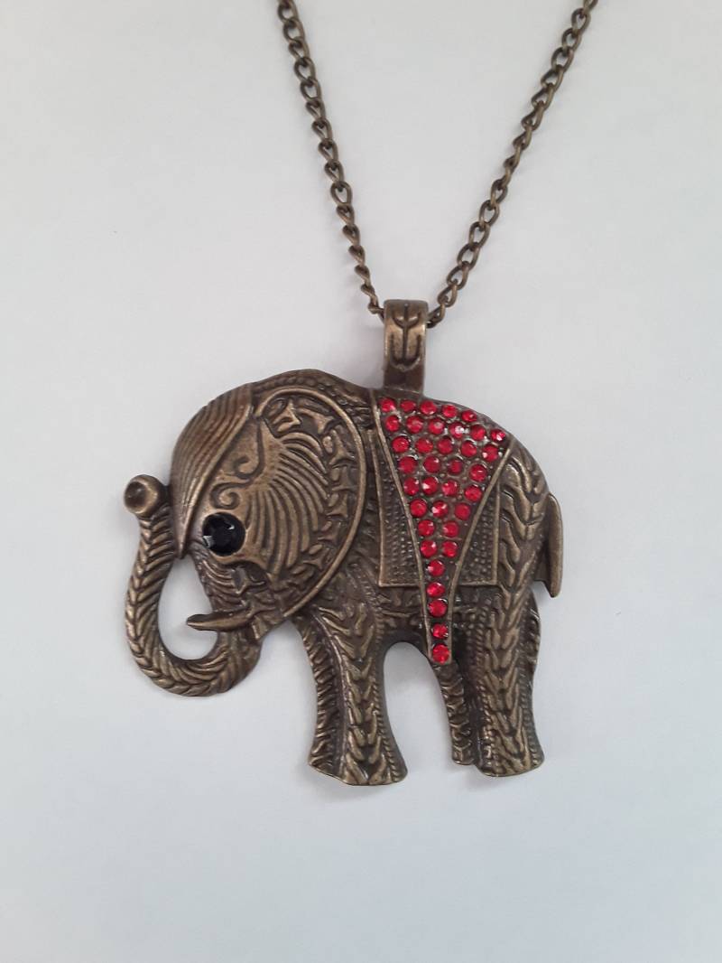 Bronzefarbenes Crystal-Elefant-Halskette von IntrepidGiftShop