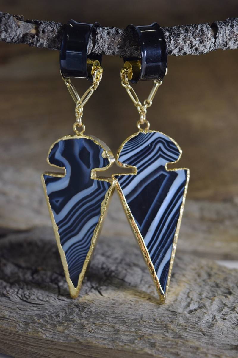 Achat Pfeilspitze Ohrgewichte 00G | 10 Mm, 7/16"(11 1/2"(13 9/16"(14 5/8"(16 3/4" | 19 7/8 "(22 1" | 25 Mm von Intrepidjewelry